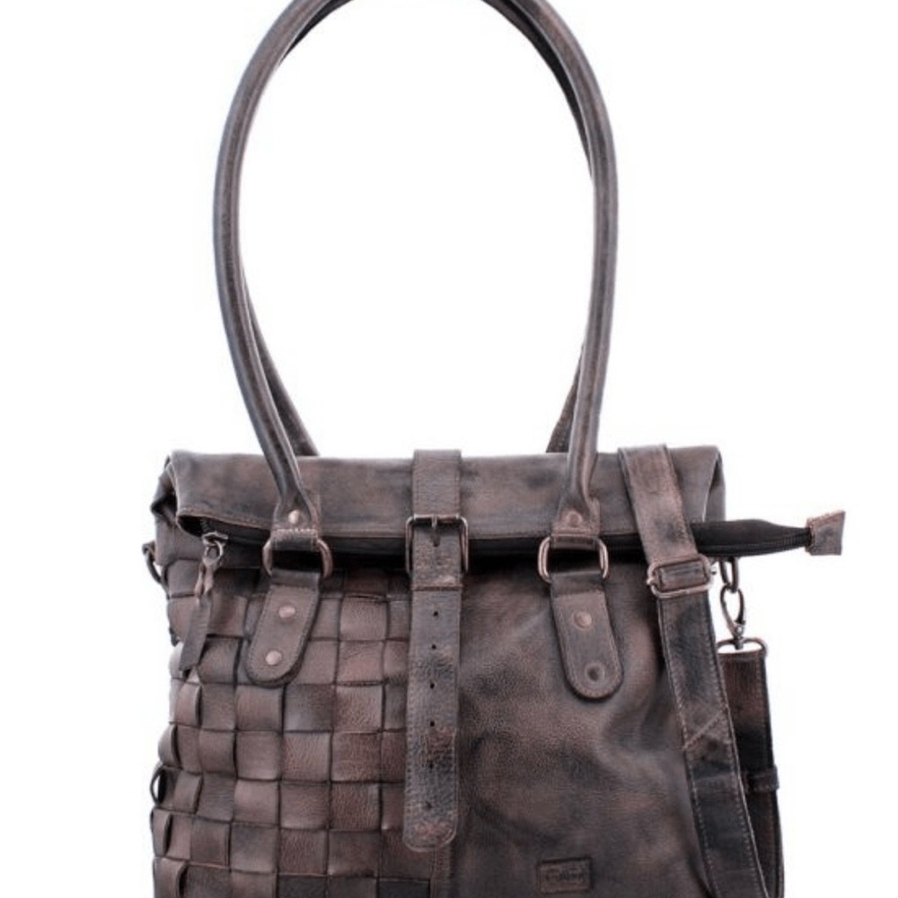 Bed Stu Rachel Black Rustic Woven Leather Tote - Picture 3 of 5